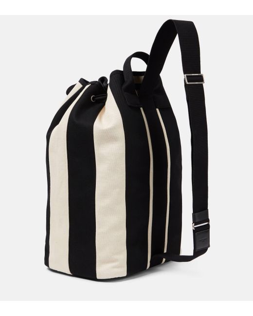 Saint Laurent Black Rive Gauche Striped Canvas Backpack