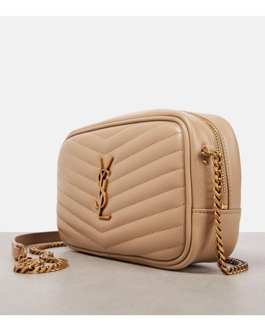 Saint Laurent Natural Lou Mini Quilted Leather Camera Bag
