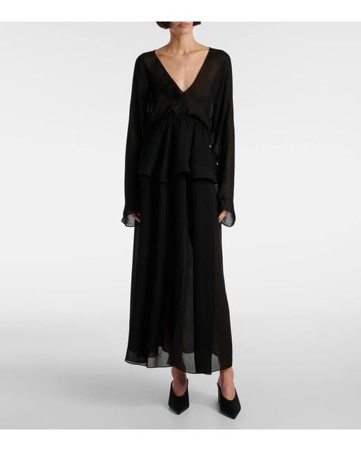 Alaïa Black Peplum Midi Dress