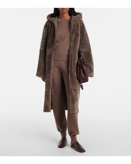 Joseph Brown Reversible Shearling And Leather Hooded Coat