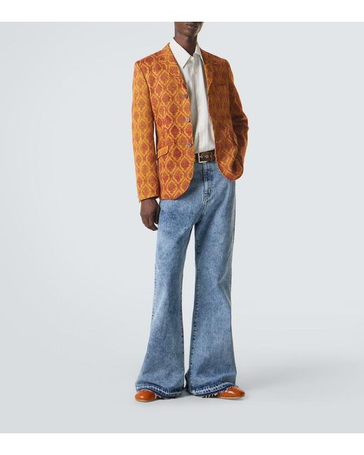 Junya Watanabe Blue High-Rise Flared Jeans for men