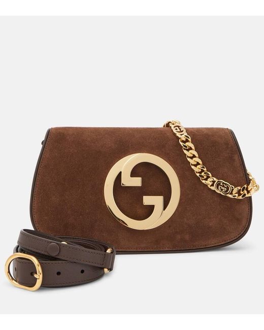Gucci Brown Blondie Small Suede Shoulder Bag