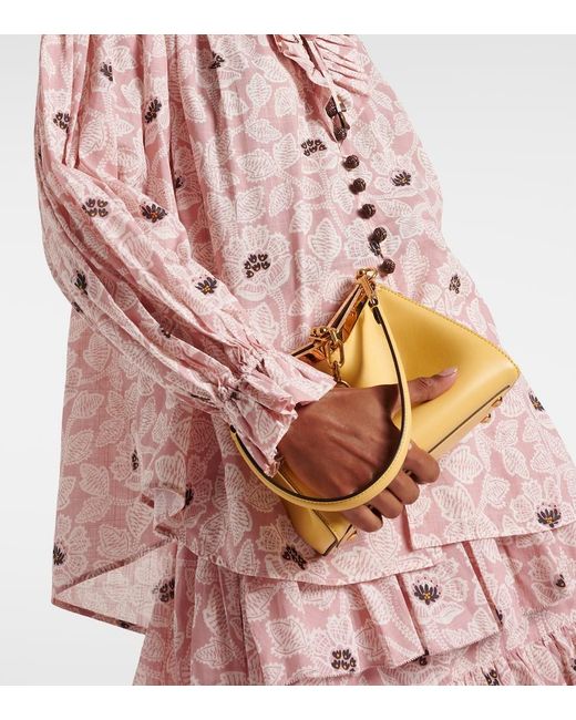Zimmermann Pink Ottie Ruffled Floral Cotton Top