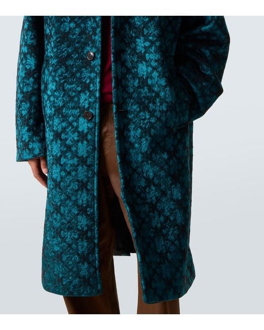 Dries Van Noten Blue Checked Coat for men