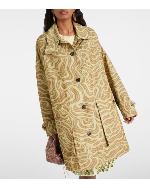 Dries Van Noten Green Printed Coat
