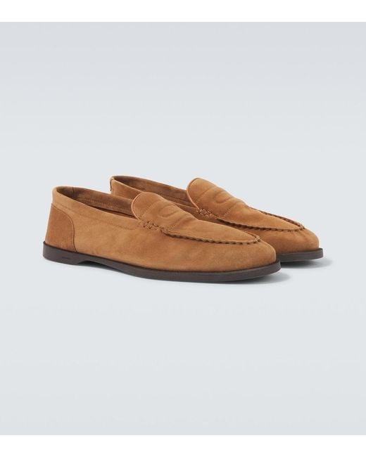 John Lobb Brown Pace Suede Loafers for men