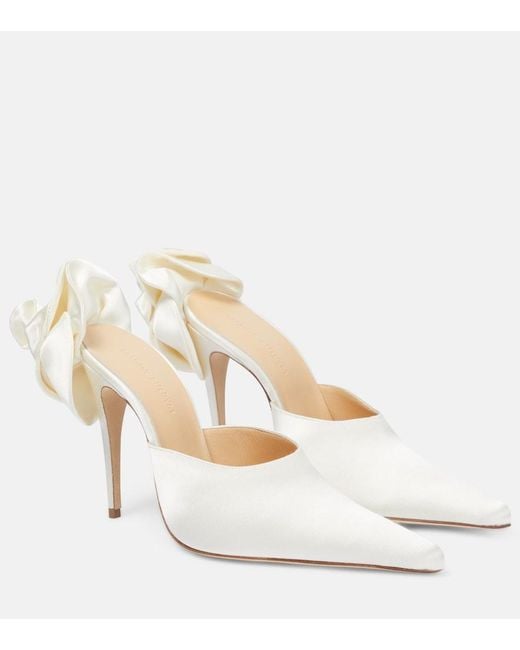 Magda Butrym Natural Flower Satin Mules