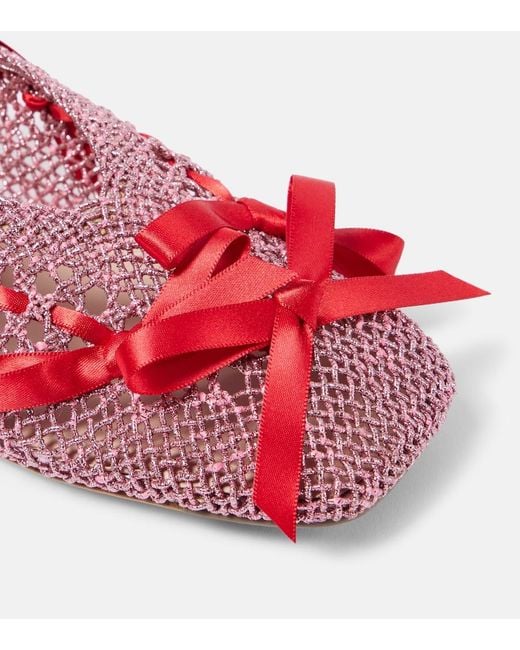 Simone Rocha Red Ballerinas Aus Haekelstrick