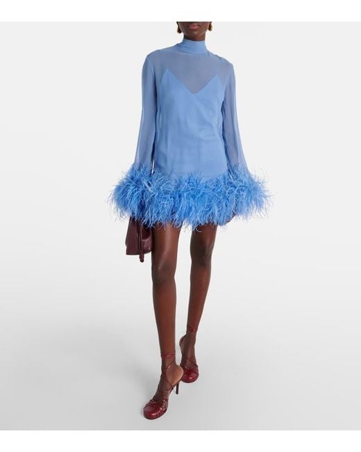 Vestido corto Gina Spirito con plumas ‎Taller Marmo de color Blue