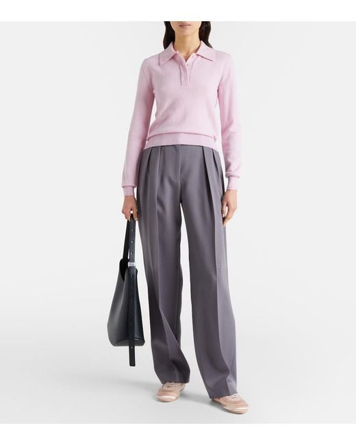 Jil Sander Pink Virgin Wool Polo Sweater