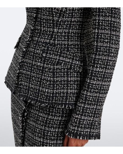 Erdem Black Checked Cotton-Blend Tweed Jacket