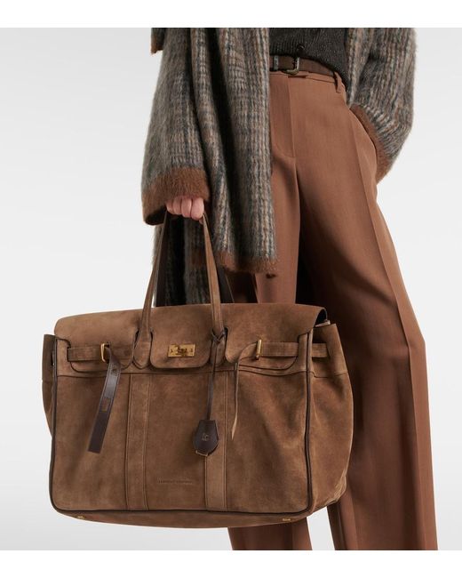 Brunello Cucinelli Brown Large Suede Tote Bag
