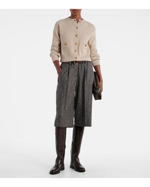 Brunello Cucinelli Natural Wool, Cashmere, And Silk Cardigan