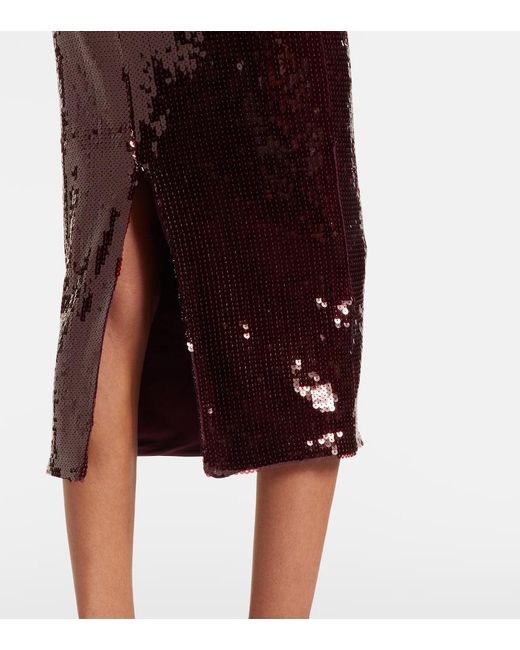 ROTATE BIRGER CHRISTENSEN Brown Georgia Sequined Pencil Skirt