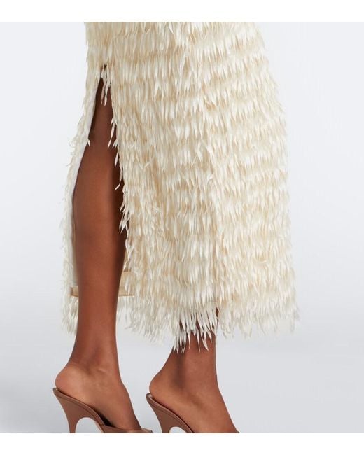 Maticevski White Marigold Fringed Bustier Gown