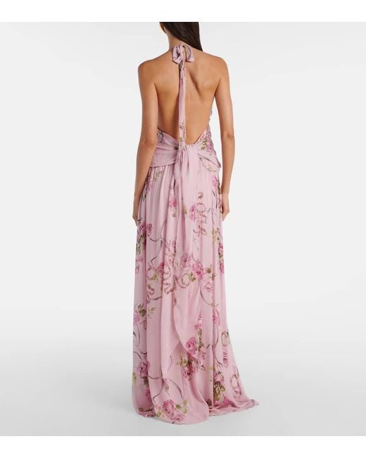 Blumarine Pink Maxikleid Aus Georgette