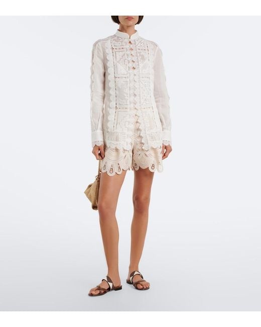 Elie Saab Natural Macrame Shorts