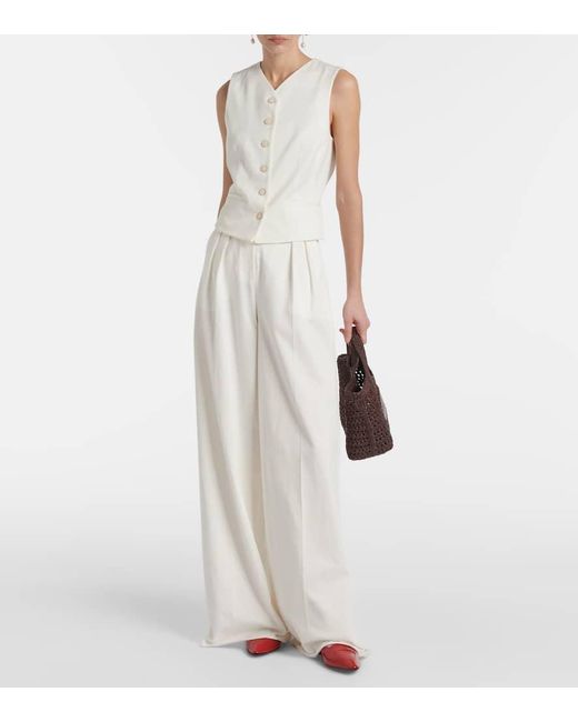 Tod's Brown Logo Raffia Tote Bag