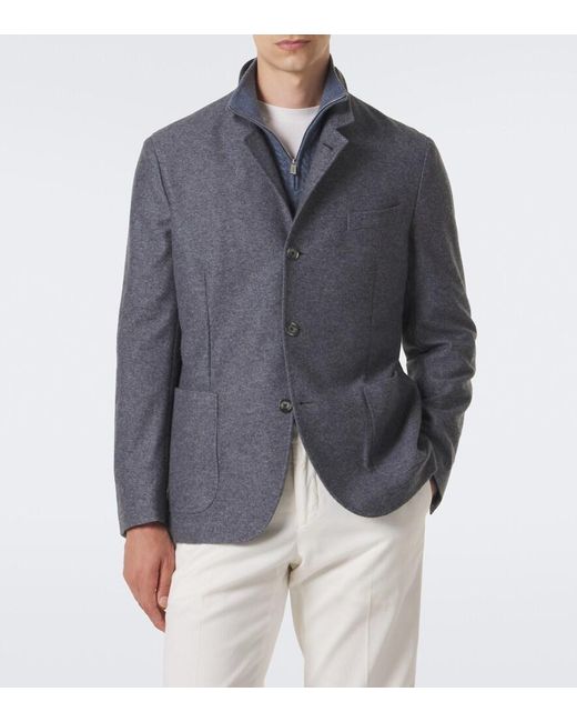 Fedeli Gray Cashmere Blazer for men