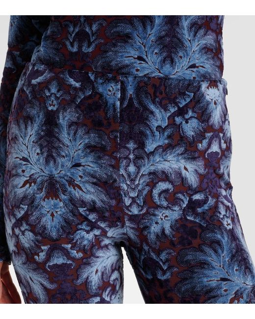 Etro Blue Printed Crepe High-Rise Flared Pants