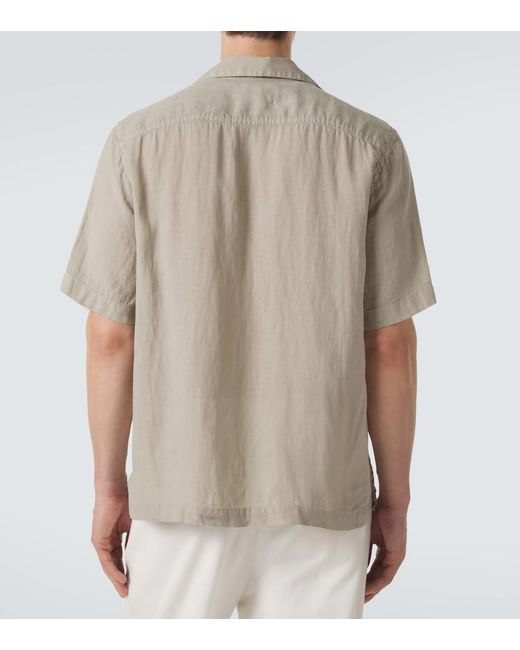 Frescobol Carioca Natural Angelo Linen Bowling Shirt for men