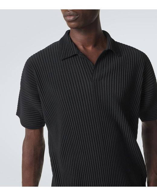 Homme Plissé Issey Miyake Black Basics Pleated Polo Shirt for men