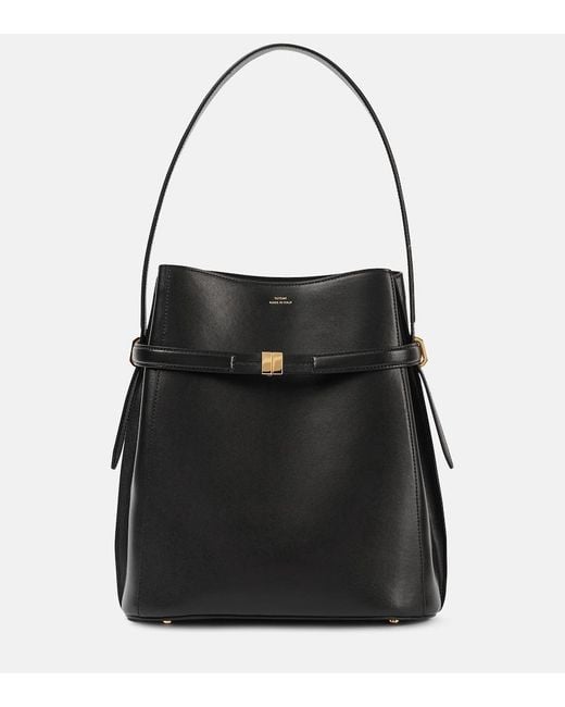 Totême Black Leather Bucket Bag