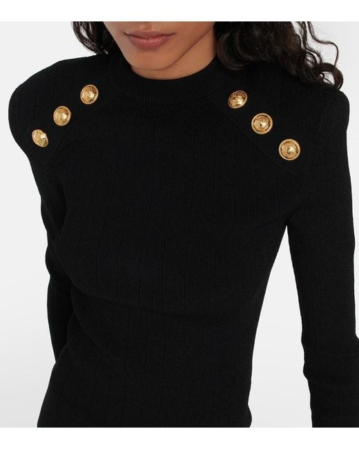 Round-Neck Knitwear Balmain en coloris Black