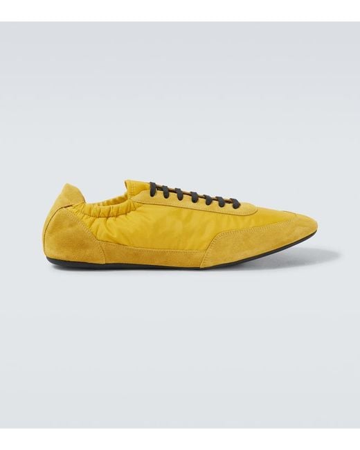 Prada Yellow Re-Nylon And Suede Collapse Sneakers for men