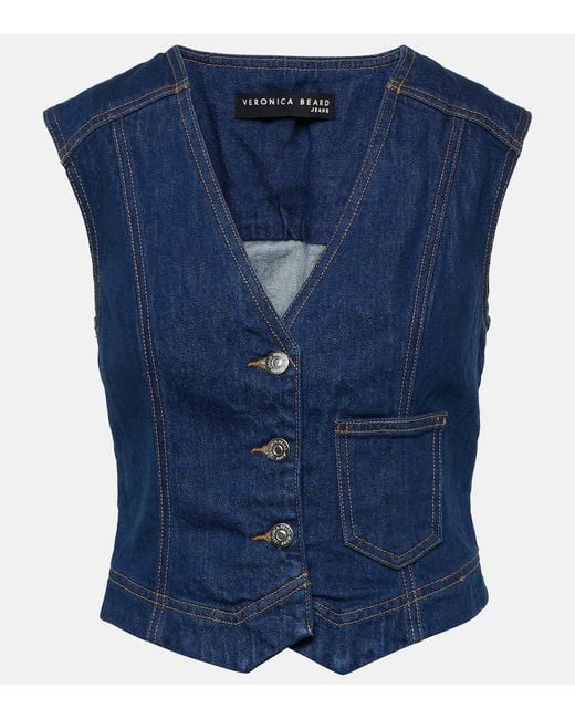 Veronica Beard Blue Valeria Denim Vest