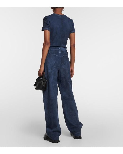 Stouls Blue Cassidy Wide-Leg Leather Pants