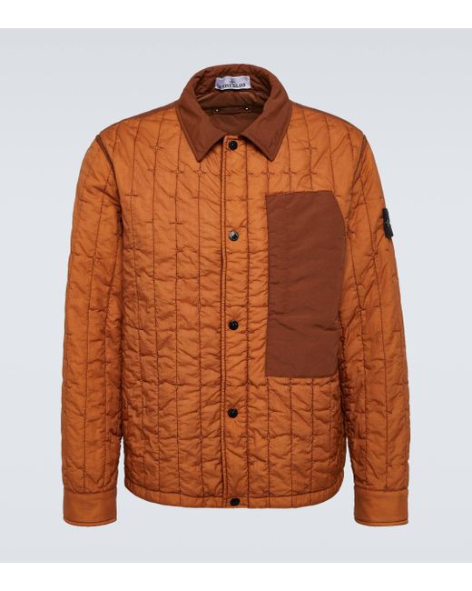 Stone Island Brown Compass Quilted Jacket for men
