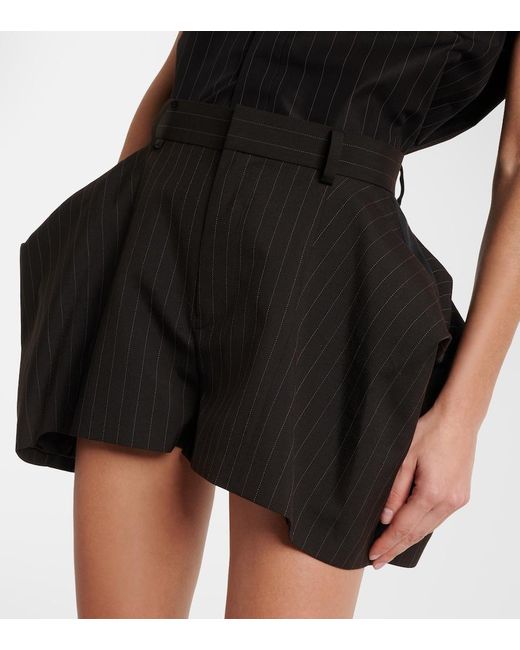 Sacai Black Striped Bermuda Shorts