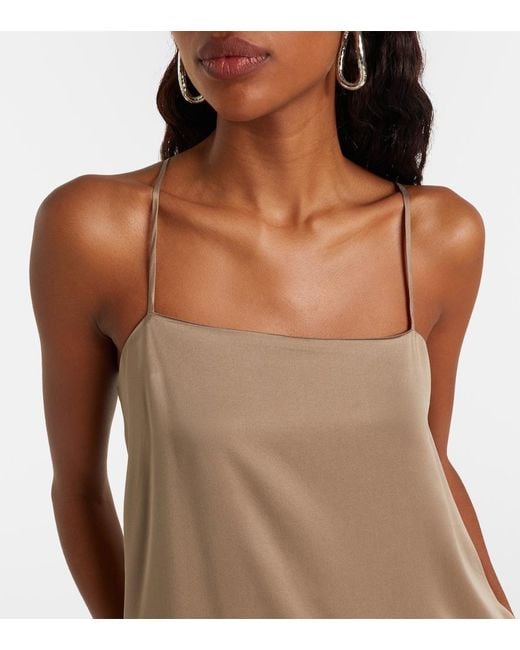Asceno Brown Melfi Silk Twill Maxi Dress