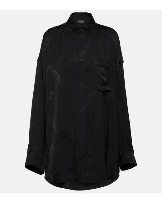 Balenciaga Black Bal Diagonal Allover Flowing Shirt