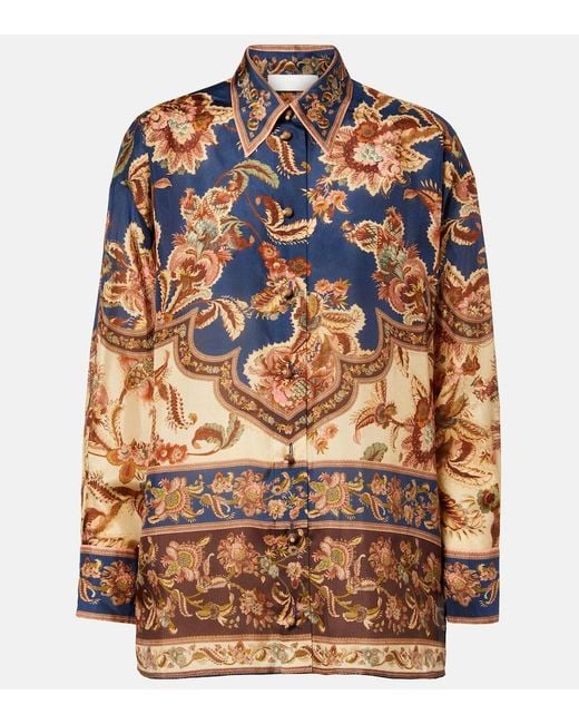 Zimmermann Multicolor Aster Printed Silk Shirt