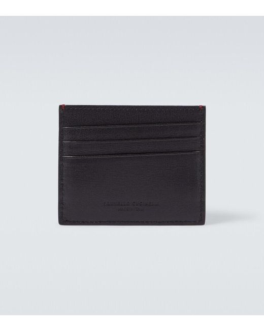 Brunello Cucinelli Black Leather Card Holder for men