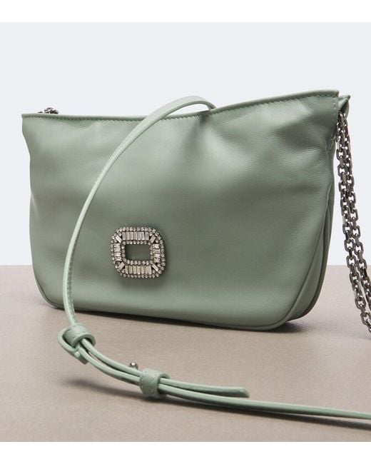 Roger Vivier Gray Pilgrim Small Leather Shoulder Bag