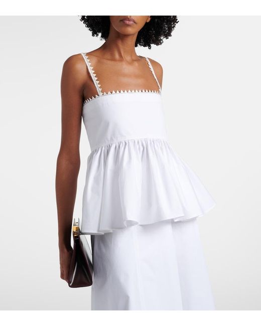 Jacquemus White Traversin Cotton Poplin Peplum Top