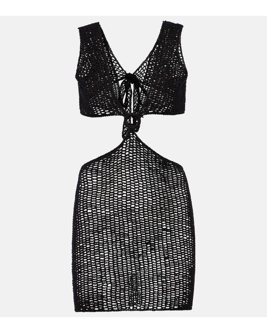 Miniabito Sunset in crochet di cotone di Anna Kosturova in Black