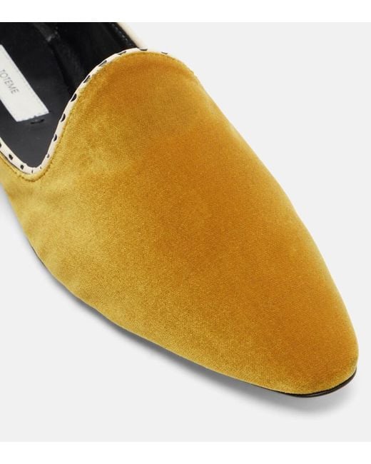 Totême Yellow Velvet Slip-On Shoes