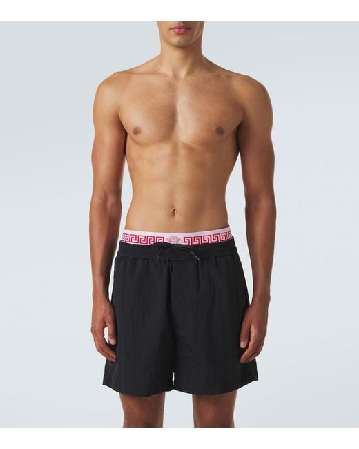 Versace Blue Layered Waistband Shorts for men