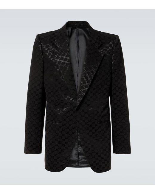 Gucci Formelles Jackett Aus Baumwolle Und Viskose Mit Gg, Grösse in Black für Herren