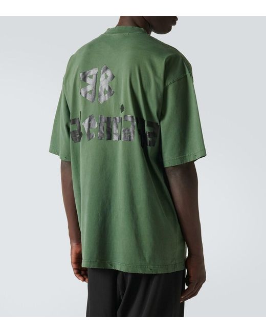 Balenciaga Green Oversized Logo T-Shirt for men