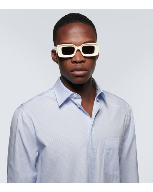 Loewe White Anagram Rectangular Sunglasses for men