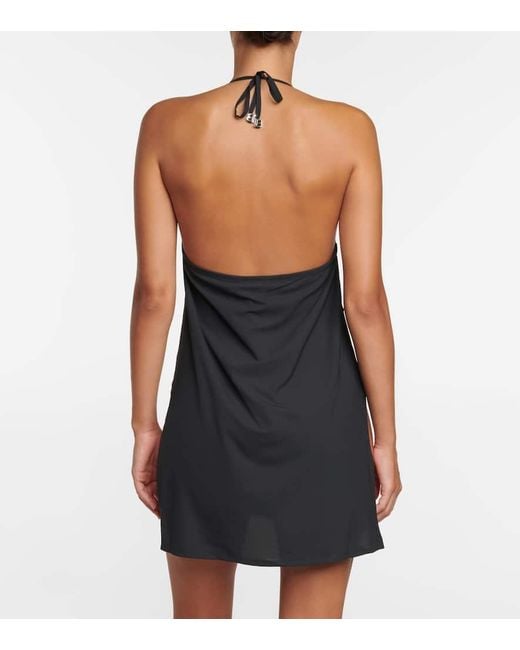 Balmain Black Embellished Halterneck Minidress