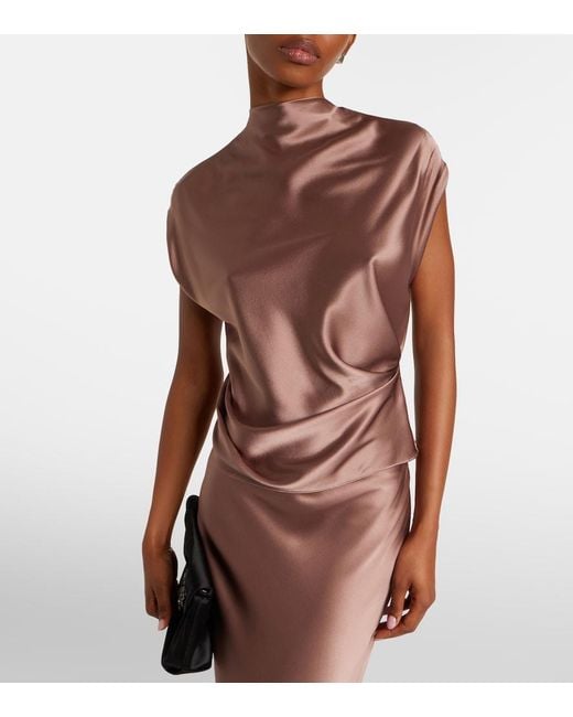 The Sei Pink Draped Silk Satin Top