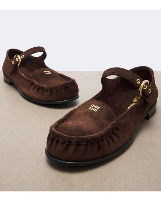 Miu Miu Brown Suede Ballerina Flats