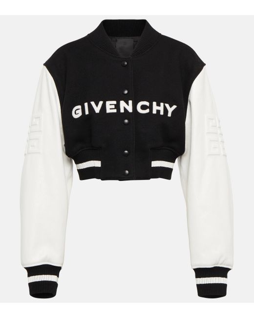 Givenchy Black Logo Cropped Varsity Jacket