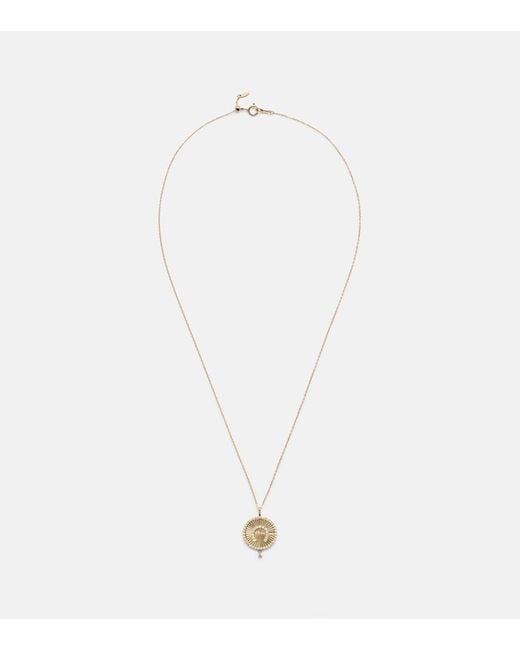 PERSÉE White Lucky Charm Horseshoe 18Kt Necklace With Diamonds